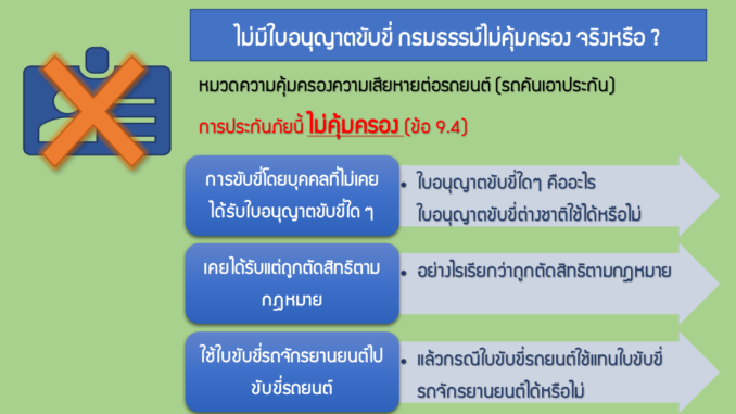 ไม่มีใบอนุญาตขับขี่ กรมธรรม์ไม่คุ้มครอง จริงหรือ ?